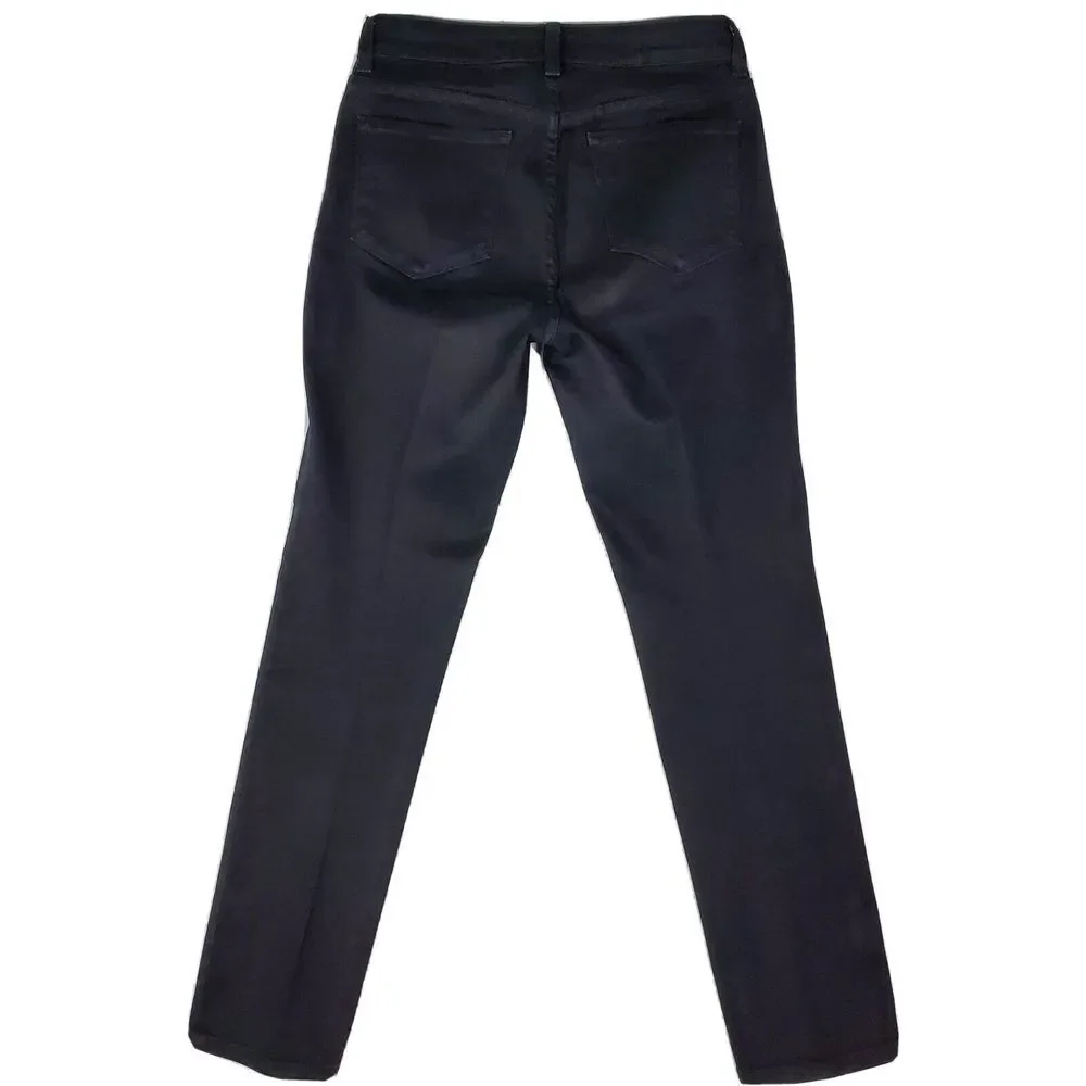 NYDJ Women Size 8 Black Skinny Leg Jeans Rhinestones Stretch Cotton‎ USA